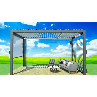 야외 Patio Flipped Louver 파빌리온 알루미늄 합금 야외 전기 그림자 파빌리온 빌라 태양 보호 파빌리온